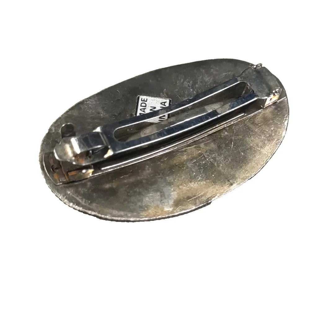 Hair Barrette Tension Clip Brass Tone Black Made On India Classic Design